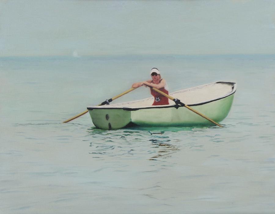 900x700 The Rowboat Painting By Candy Prather - Row Boat Painting