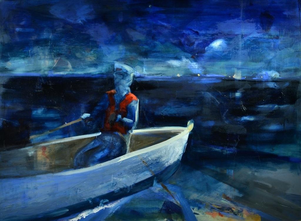 1024x753 Row Boat Painting Man In A Boat Famous Rowboat Paintings - Rowboat Painting