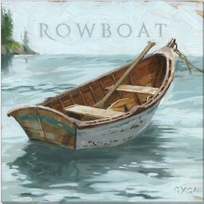 400x400 Rowboat Painting By Darren Gygi Giclee14x 14 Canvas Wall Art - Rowboat Painting