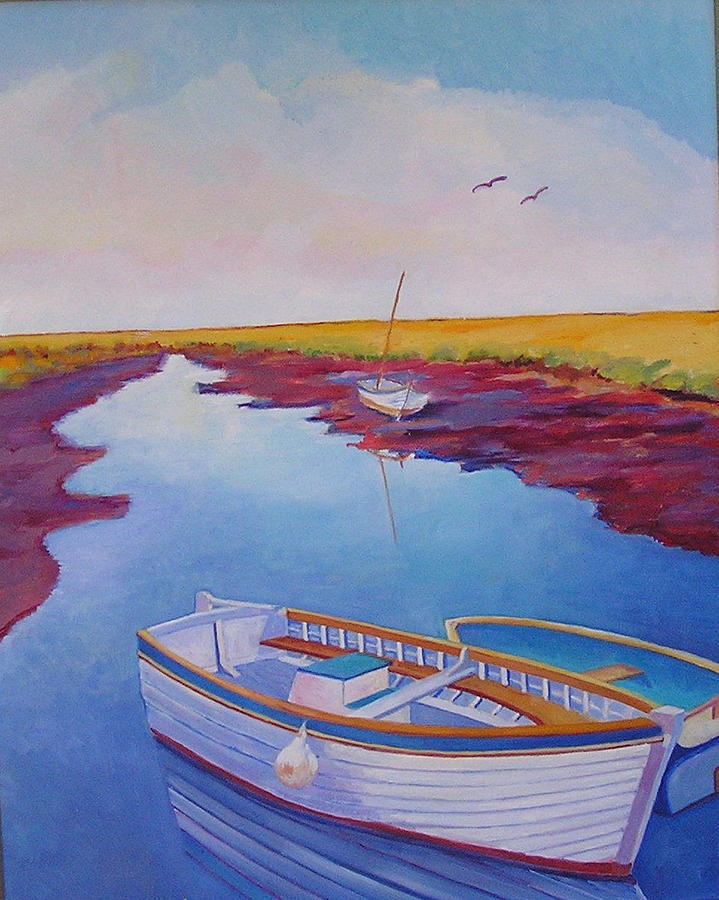 719x900 Rowboat Painting By Nan Buel - Rowboat Painting