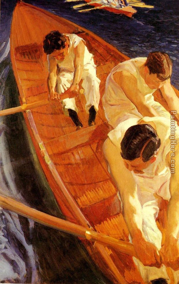 620x980 Joaquin Sorolla Y Bastida In The Rowing Boat Zarauz Painting - Rowing Boat Painting