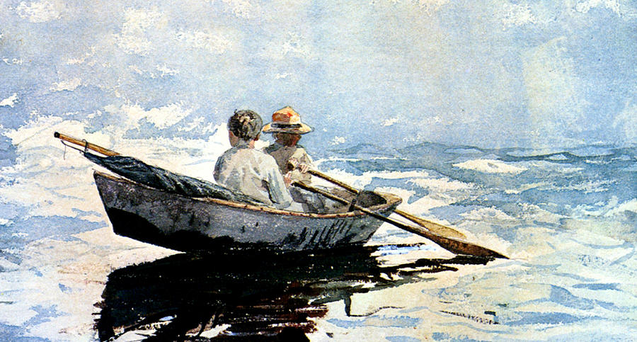 900x483 Rowing The Boat Painting By Winslow Homer - Rowing Boat Painting