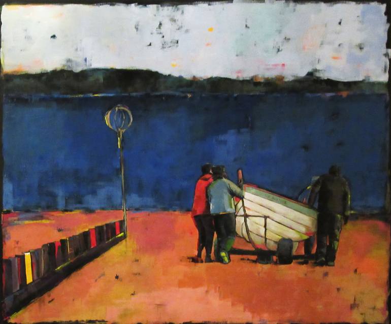 770x638 Saatchi Art Portobello Rowing Crew And Boat Painting By Nick Molloy - Rowing Boat Painting