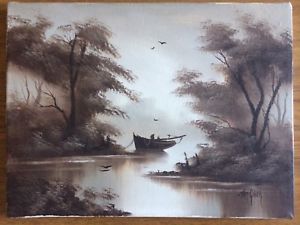 300x225 Tom Gower Original Oil Painting On Canvas Relaxing Rowing Boat - Rowing Boat Painting