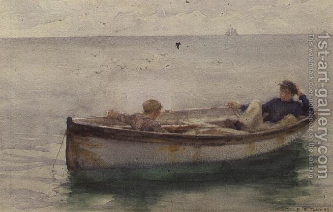 677x432 Two Boys In A Rowing Boat Henry Scott Tuke Reproduction 1st Art - Rowing Boat Painting