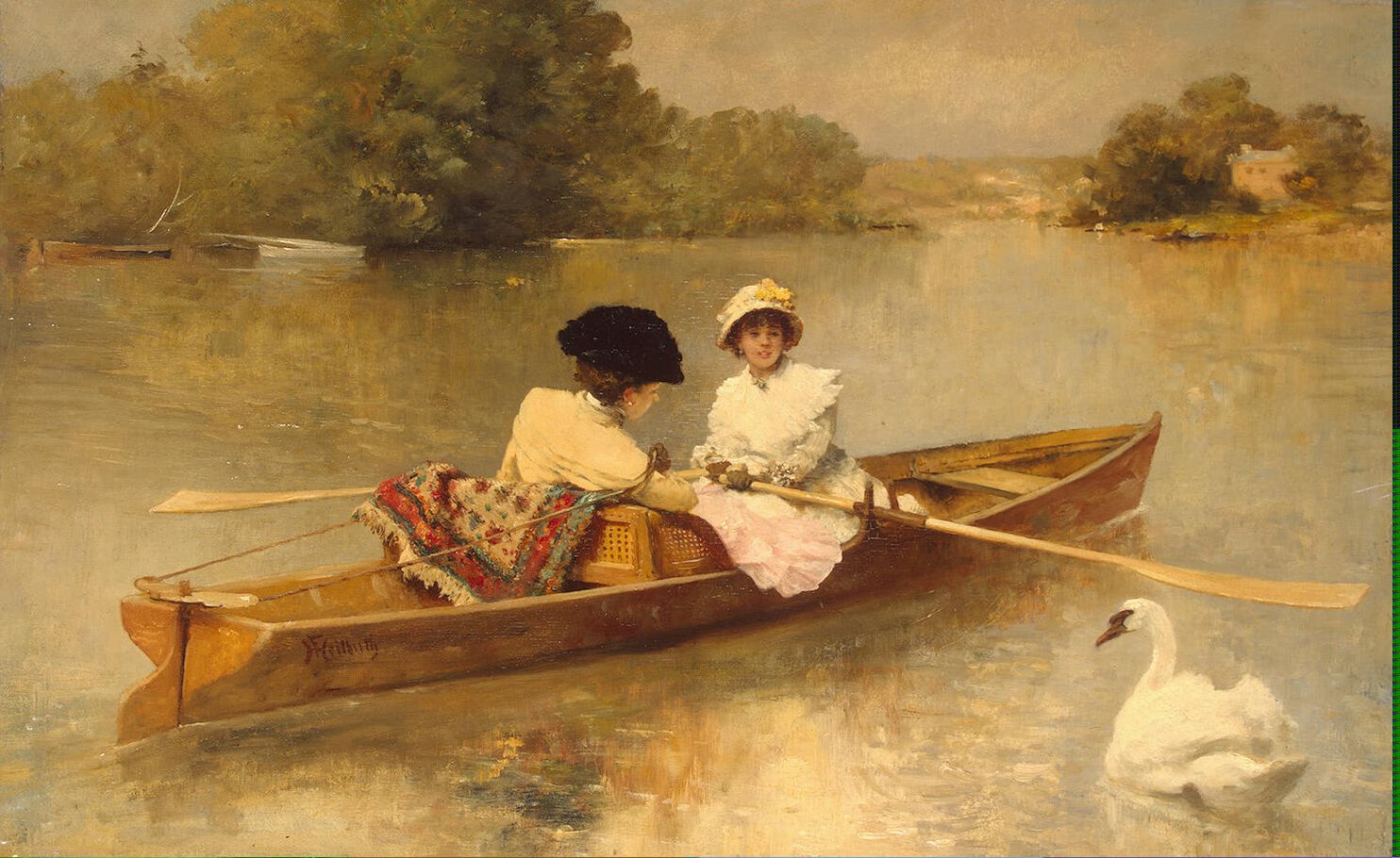 1484x910 Rowing On The Seine Painting Heilbuth Ferdinand Oil Paintings - Rowing Painting