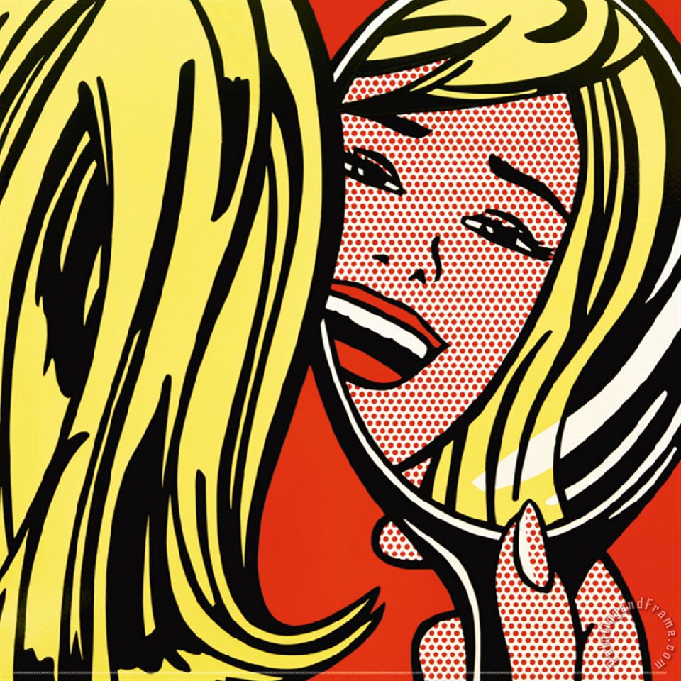 960x960 Roy Lichtenstein Girl In Mirror C 1963 Painting - Roy Lichtenstein Painting
