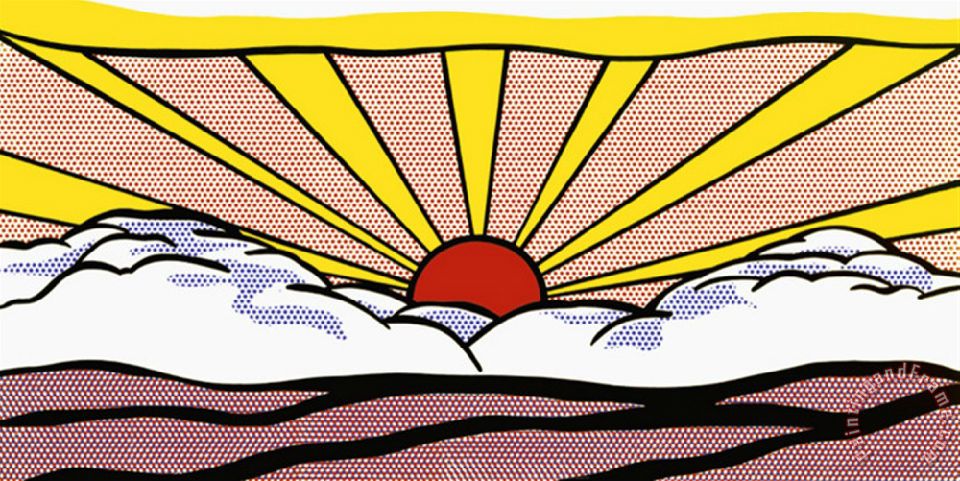 960x481 Roy Lichtenstein Sunrise C 1965 Painting - Roy Lichtenstein Painting