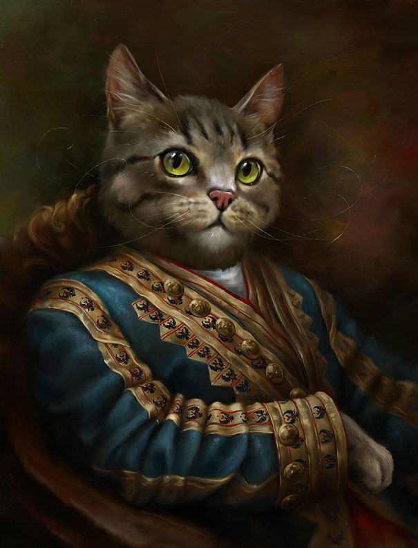 605x793 Classy Portraits Of Cats Portrayed As Royalty Bored Panda - Royal Cat Painting
