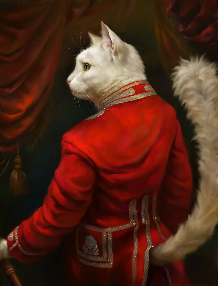 721x945 Dashing Portraits Of Cats Dressed In Royal Attire - Royal Cat Painting