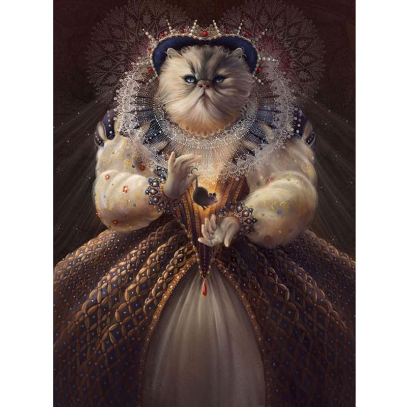 800x800 5d Diy Diamond Painting Royal Victorian Queen Cat - Royal Cat Painting