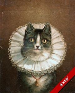 240x300 Royal Cat Kitten Lace Neck Cuff Amp Bell Collar Painting Pet Art - Royal Cat Painting
