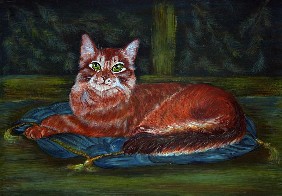 900x625 Royal Cat Painting By Elena Melnikova - Royal Cat Painting