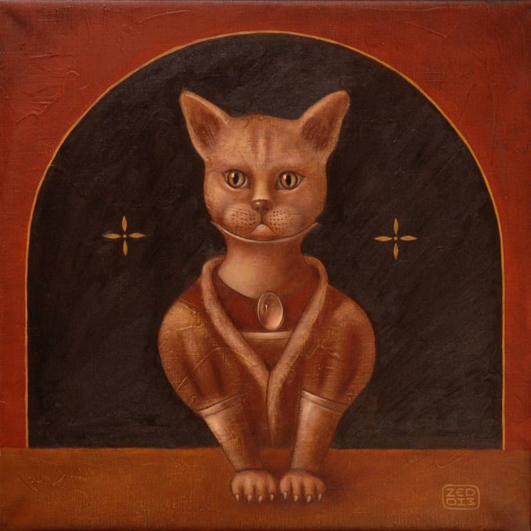 770x770 Saatchi Art Royal Cat Painting By Z E D - Royal Cat Painting