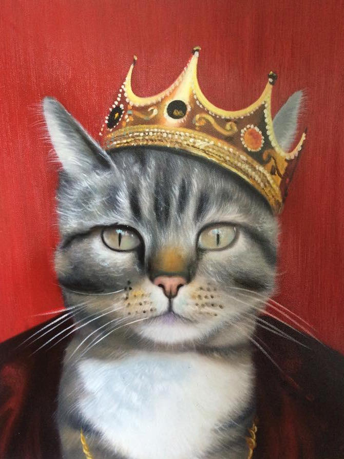 670x894 The Majesty Splendid Beast Royal Pet Portrait Pet Painting - Royal Cat Painting