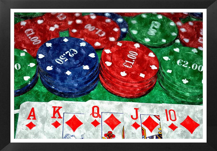 900x625 Watercolor Painting Of Diamonds Royal Flush Painting By John Vito - Royal Flush Painting