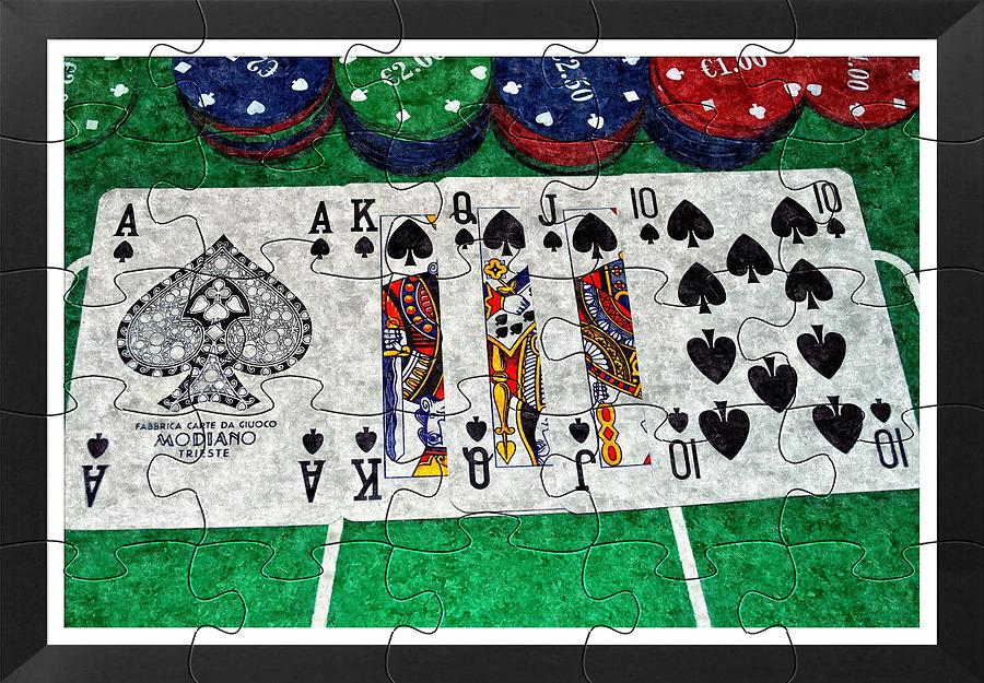 900x625 Oil Painting Puzzle Design Of Spades Royal Flush Painting By John - Royal Flush Painting