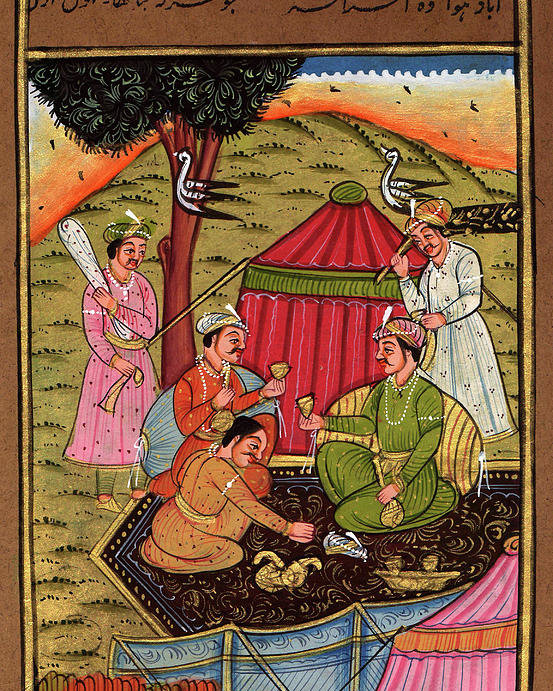 553x691 Rajput Royal King Vintage Old N Paper Art Miniature Forest Picnic - Royal King Painting
