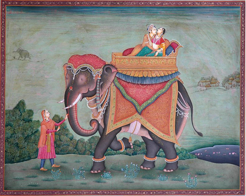 801x640 Elephant Animal Ride Royal King Queen Love Romance India Painting - Royal King Painting