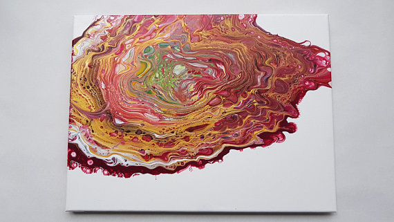 570x321 Ruby Amp Gold Geode Acrylic Spiral Painting Mce Art - Ruby Painting