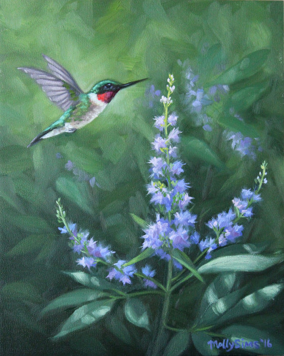 Ruby Throated Hummingbird Painting at PaintingValley.com | Explore ...