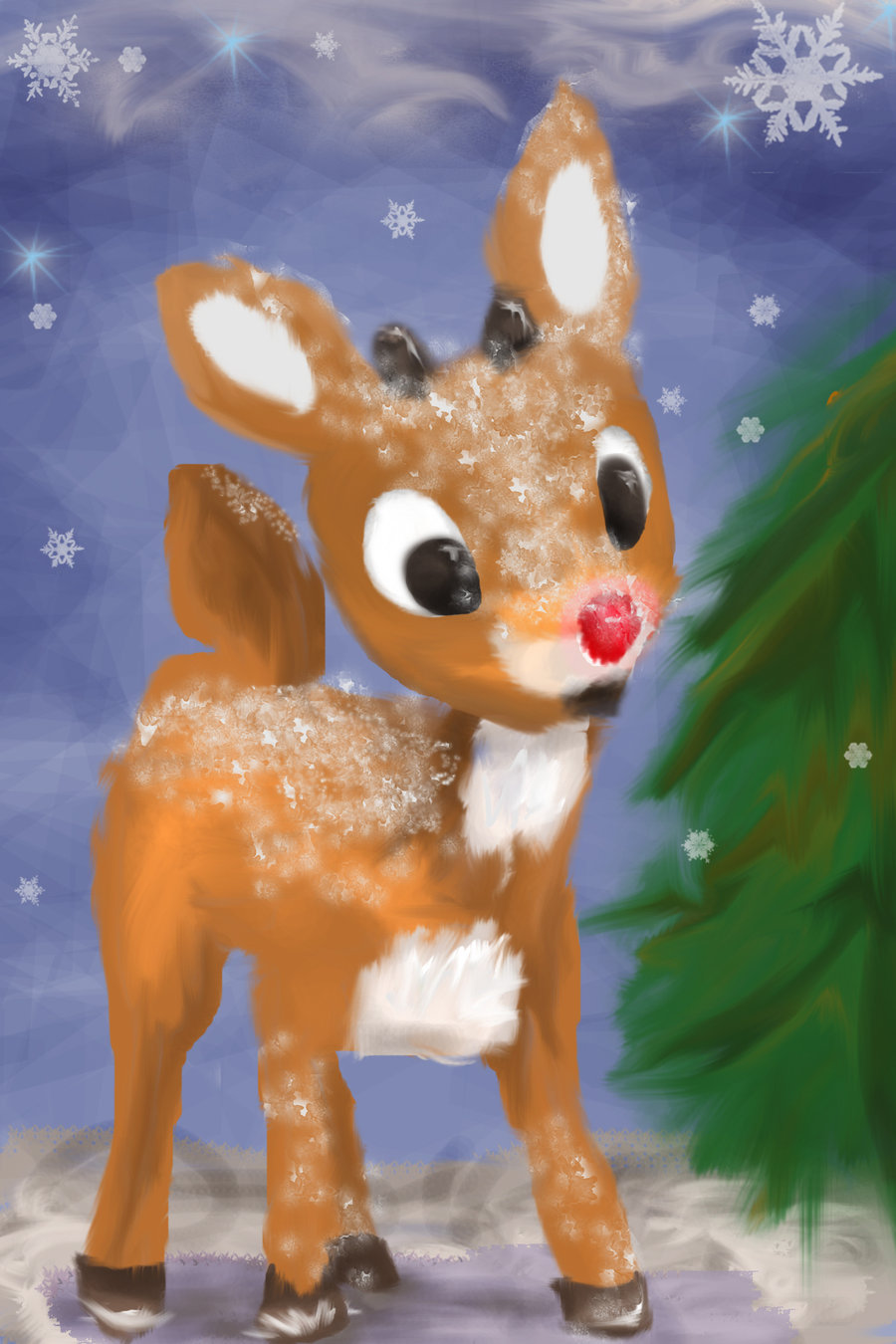 900x1350 Rudolf The Red Nose Reindeer By Latharion - Rudolph Painting