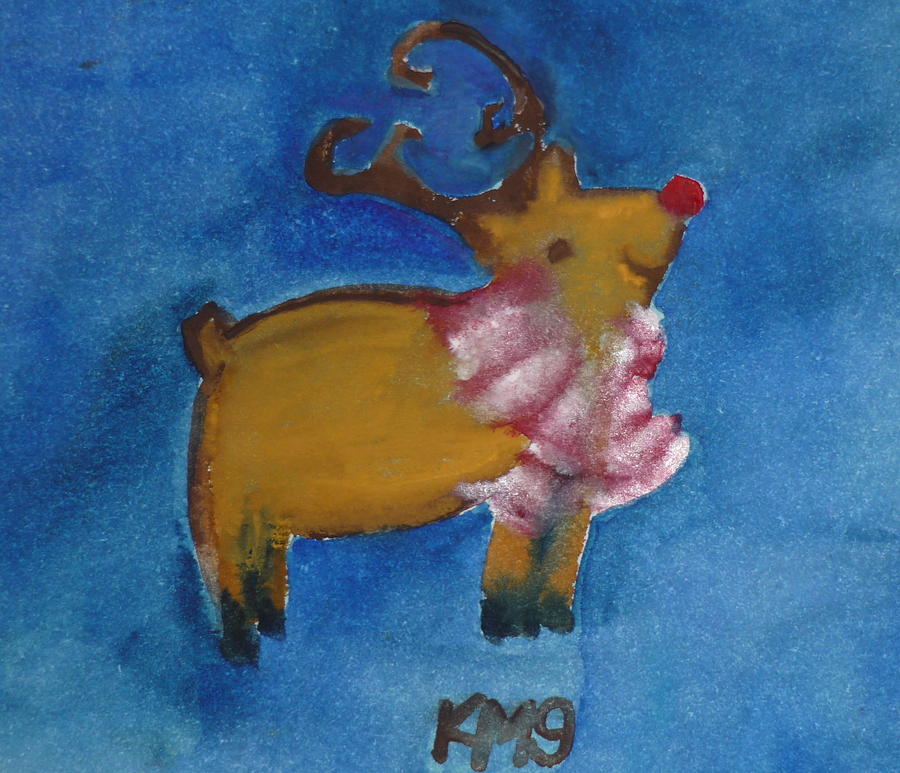 900x773 Rudolph Painting By Kimberly Maxwell Grantier - Rudolph Painting
