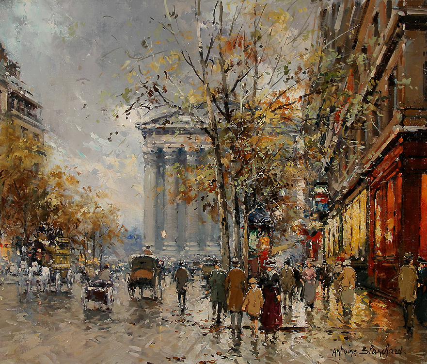 881x750 Rue Royale Madeleine2 Painting Antoine Blanchard Oil Paintings - Rue Painting