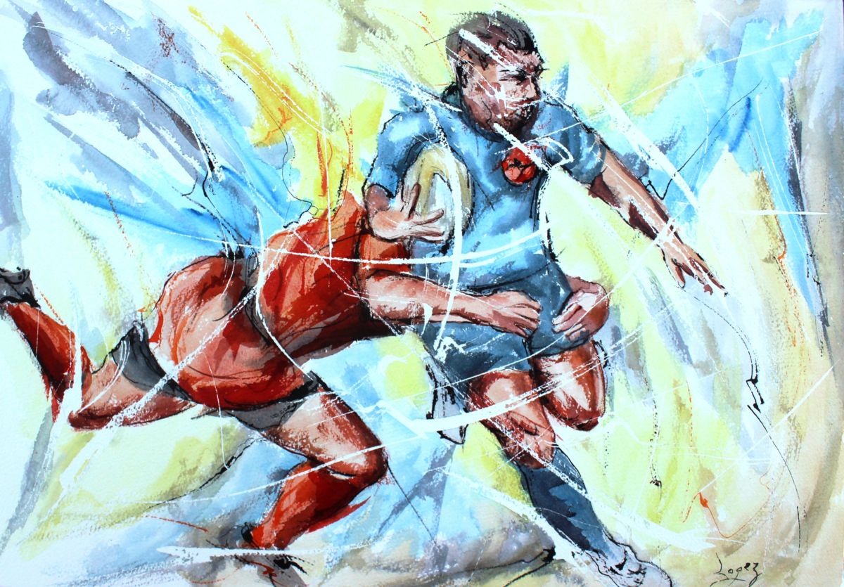 1200x835 Montpellier Rugby (Jean Luc Lopez) - Rugby Painting