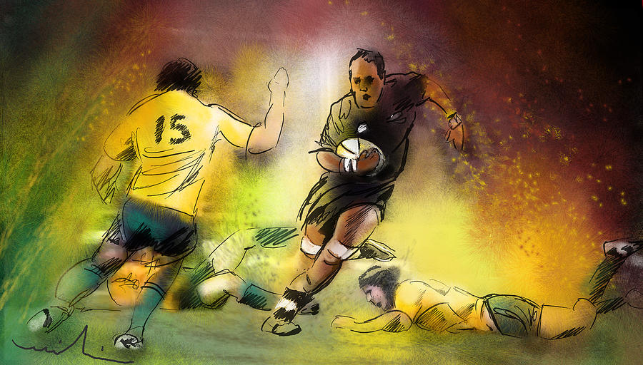 900x512 Rugby 01 Painting By Miki De Goodaboom - Rugby Painting