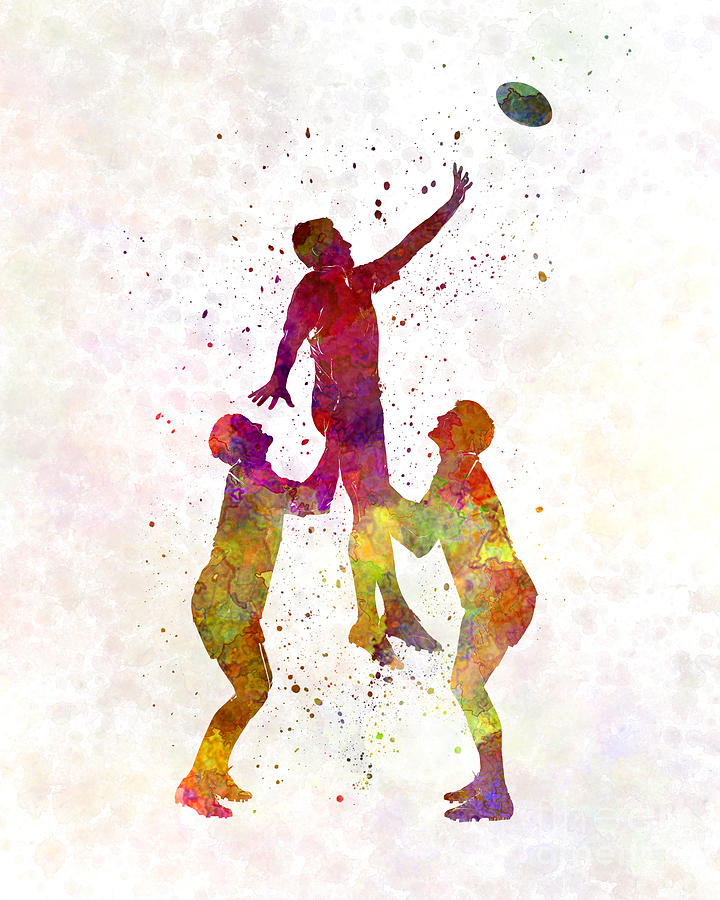 720x900 Rugby Men Players 01 In Watercolor Painting By Pablo Romero - Rugby Painting