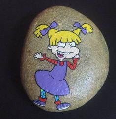 236x242 Set Of 2 Hand Painted Rocks 90's Rugrats Tommy And Angelica - Rugrats Painting