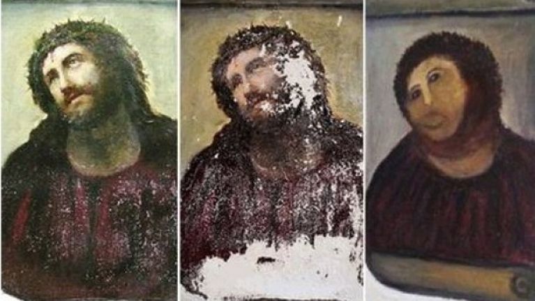 767x431 Video Remember The Woman That Ruined The Jesus Painting She'S - Ruined Painting