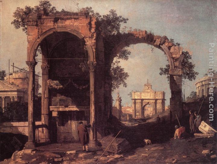 720x545 Canaletto Capriccio Ruins And Classic Buildings Painting Anysize - Ruined Painting