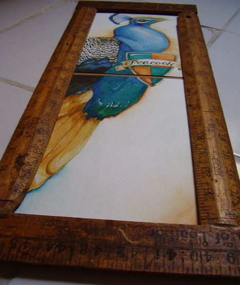 468x555 Peacock Painting Amp Ruler Frame Orignaux Moose - Ruler Painting
