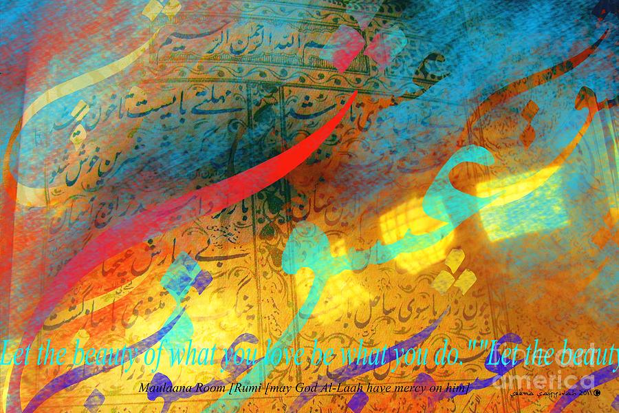900x600 Rumination Of Rumi 3 Mixed Media By Seema Sayyidah - Rumi Painting
