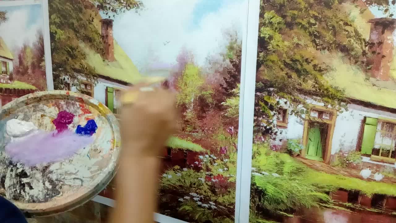 1280x720 Modern Abstract Blue Spirit Run Horse Scroll Oil Painting - Run Painting