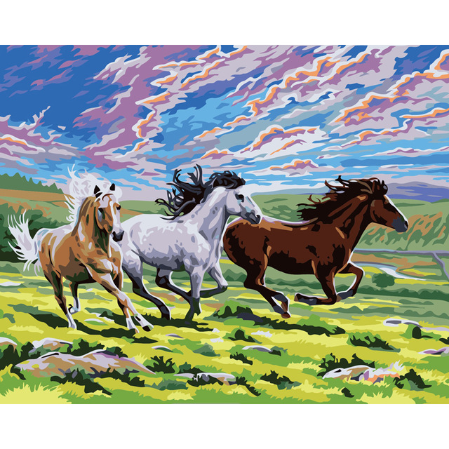 640x640 Galloping Horse Run Painting Draw Painting By Numbers Diy Oil - Run Painting