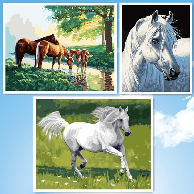 640x640 Draw Painting By Numbers Run Horse Diy Oil Painting By Numbers - Run Painting