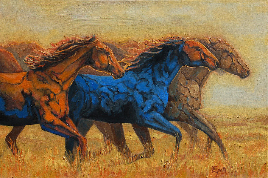 900x596 Plains Runner Painting By Ritch Gaiti - Runner Painting