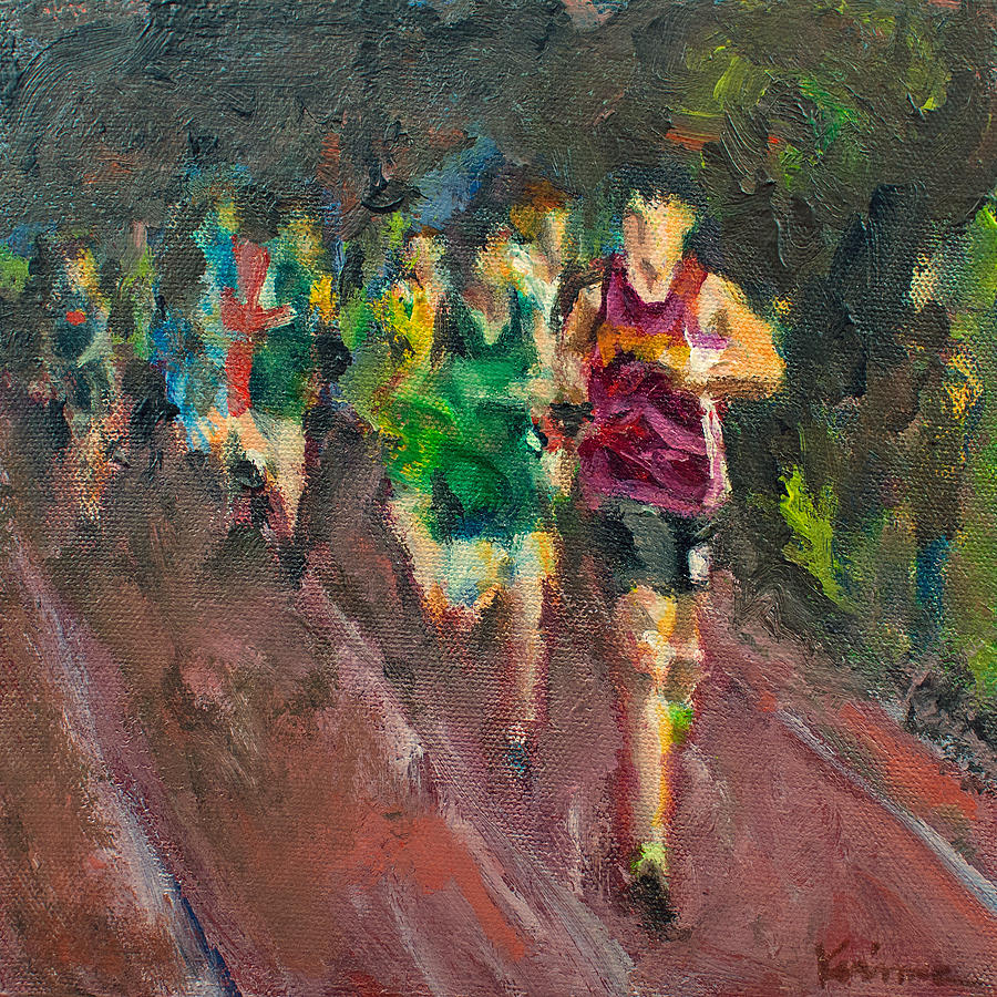 900x900 Runners Painting By Kerima Swain - Runner Painting