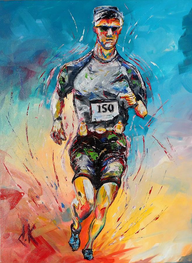 658x900 Running Man Painting By David Keenan - Runner Painting