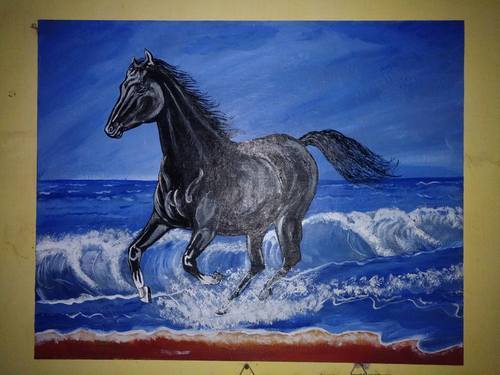500x375 Running Horse Paintings, Pashu Chitrakari, - Running Horse Painting