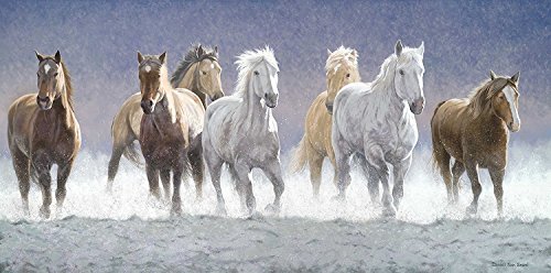 500x248 Seven Running Horses Vastu Painting For Home And Office - Running Horse Painting
