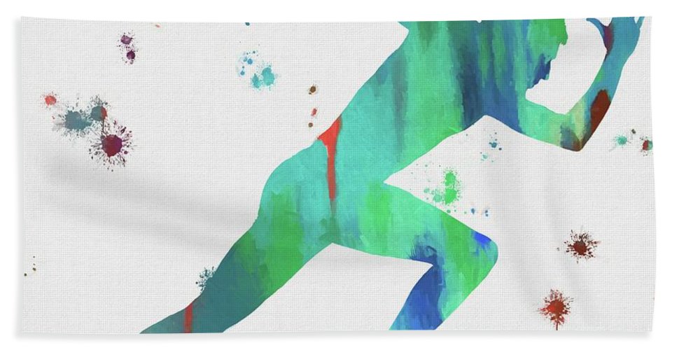 967x500 Running Man Paint Splatter Beach Sheet For Sale By Dan Sproul - Running Man Painting