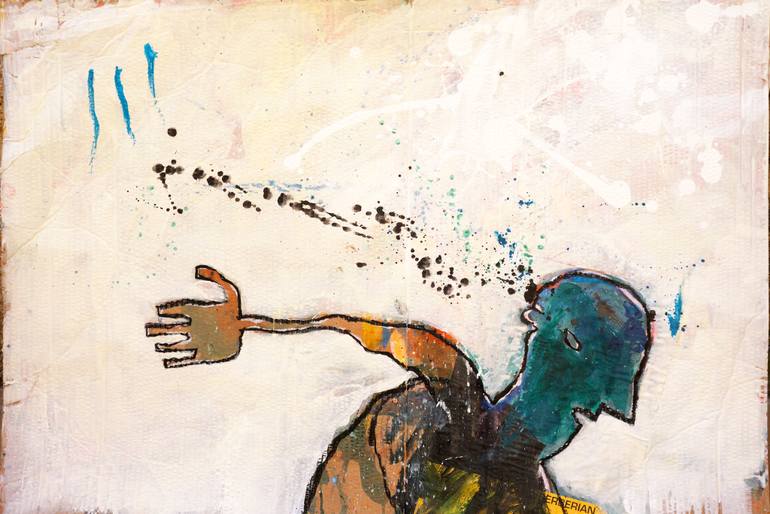 770x514 Saatchi Art Homme Courant Running Man Painting By Michel Berberian - Running Man Painting