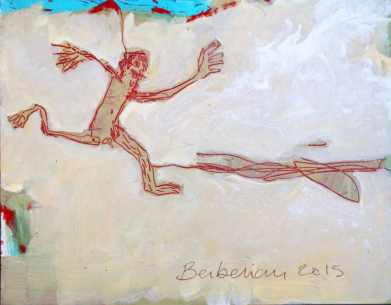 770x601 Saatchi Art Running Man Painting By Michel Berberian - Running Man Painting