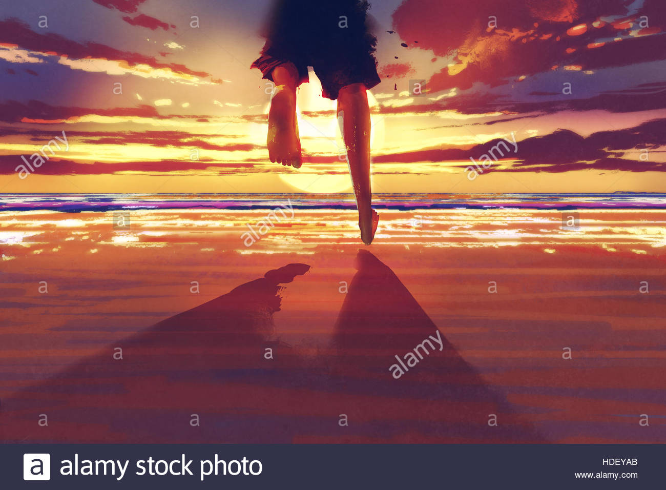 1300x956 Man Feet Running On The Beach - Running Man Painting