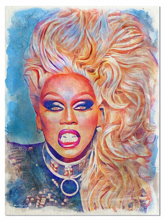 570x760 Rupaul Watercolor Painting Artistic Press Wall Decorations - Rupaul Painting