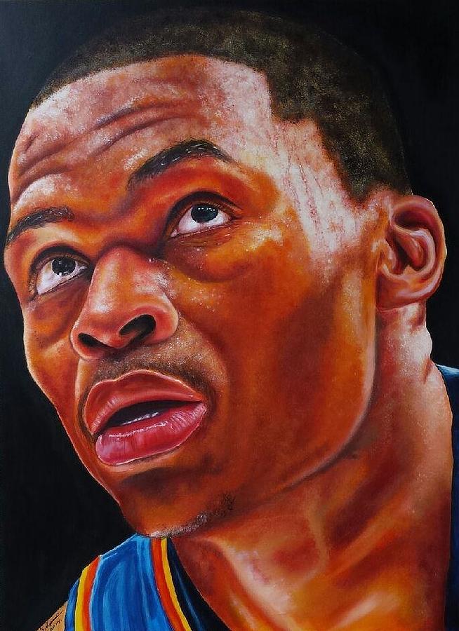 654x900 Russell Westbrook Intensity Painting By Freddie Simpkins - Russell Westbrook Painting